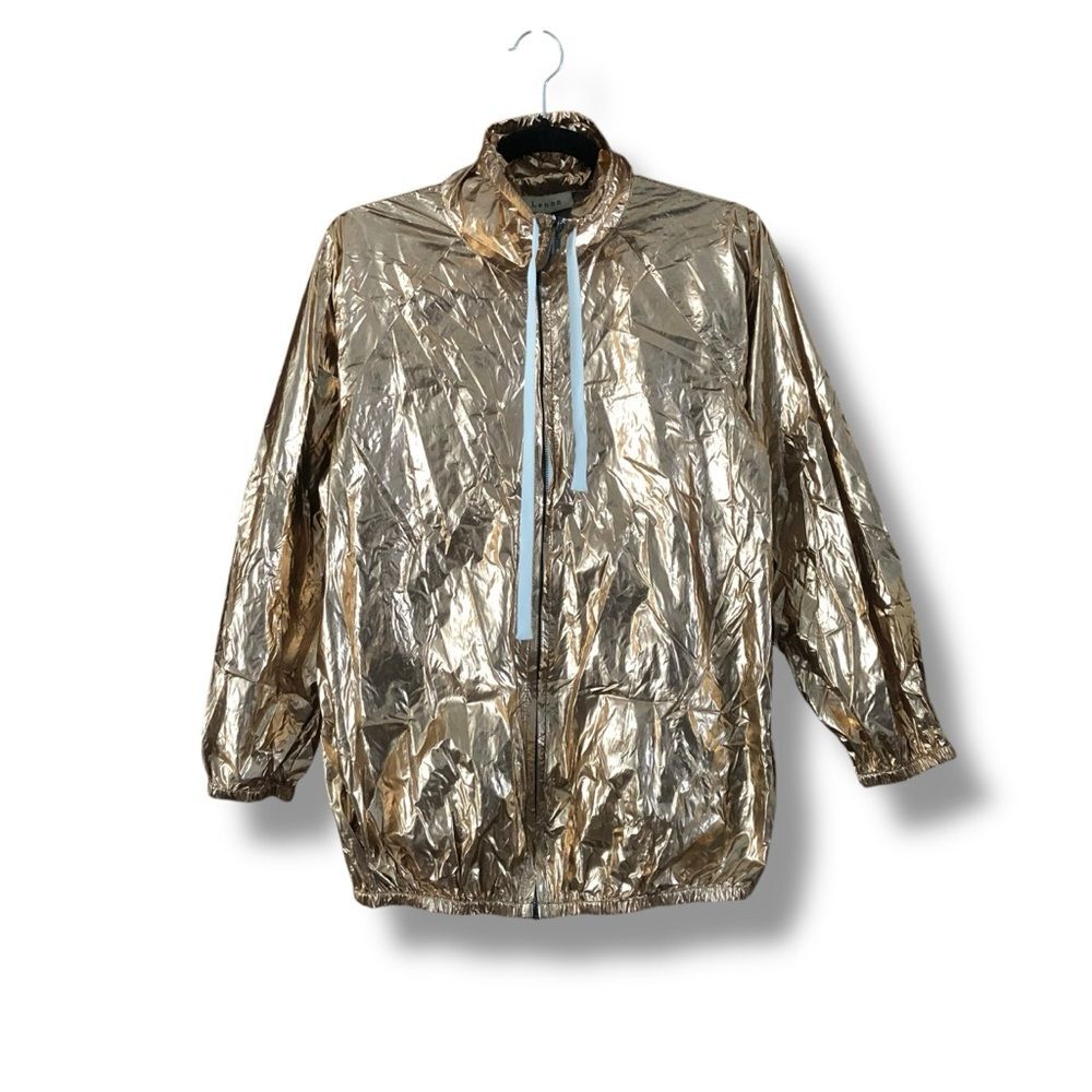 Lenon Golden Metallic Zip Up Jacket NWT Size XS Party Rave Futuristic Space